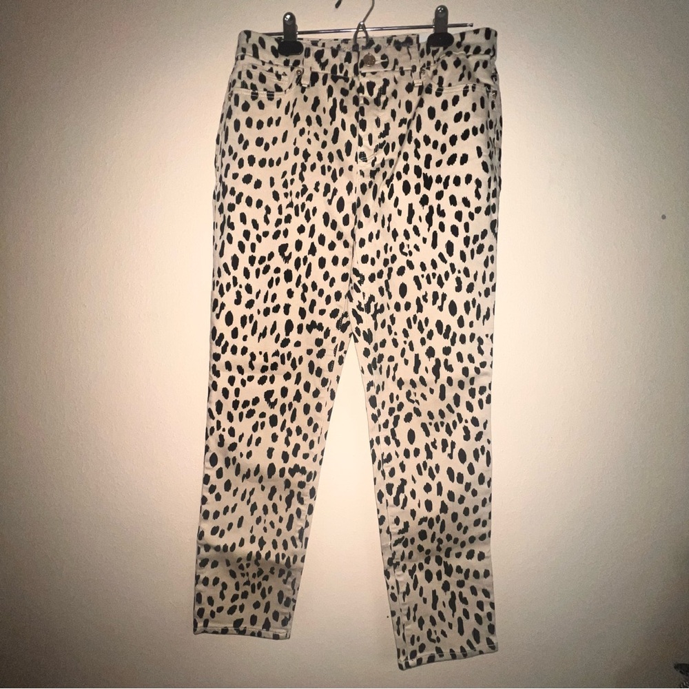 Chicos Khaki Leopard Print So Slimming Slim Leg Ankle Size 4R (306)
